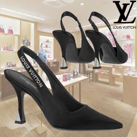 希少 Louis Vuitton オープンヒール スパークル パンプス 黒 靴